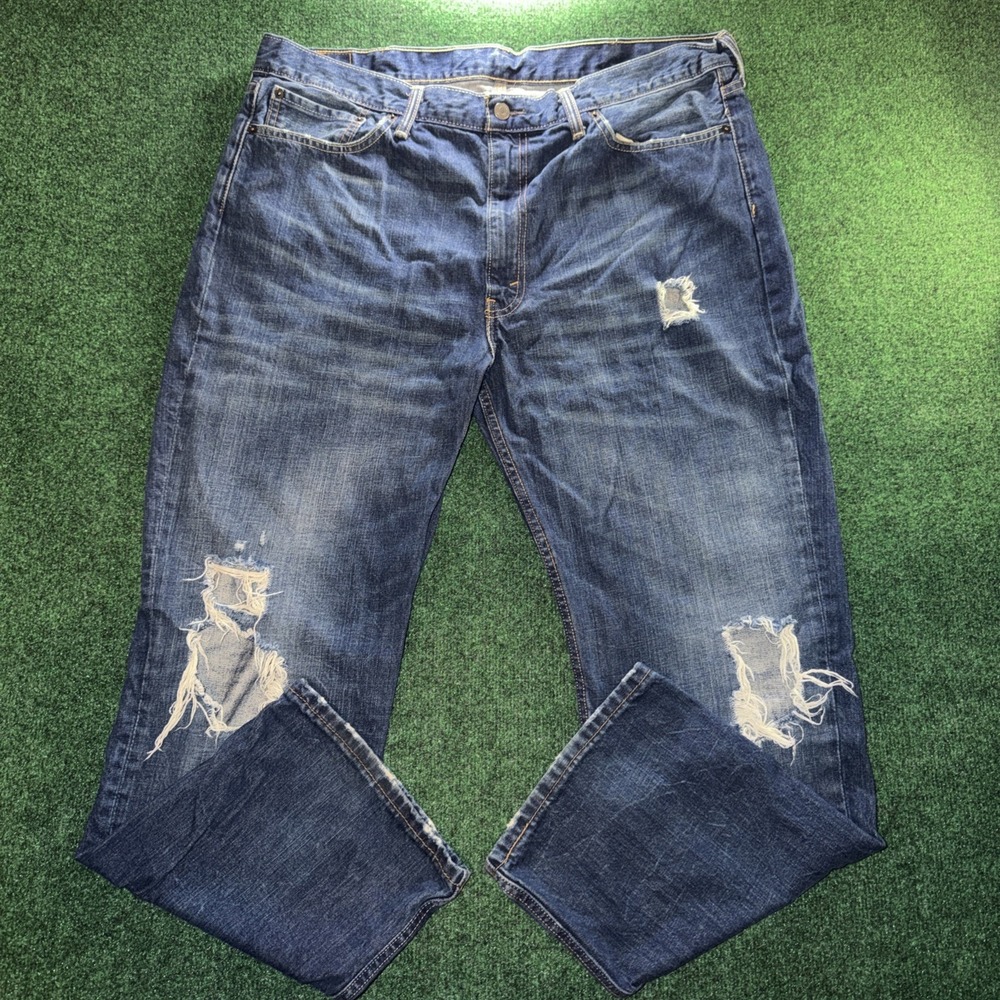 Levi's 514 Jeans Men's Size 40x30 Distressed Dark Blue Jeans Reg Fit